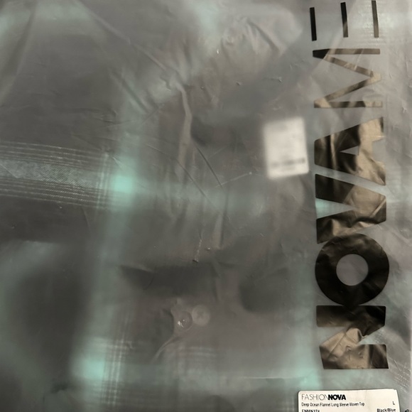 Deep ocean flannel long sleeve woven top - Picture 2 of 3